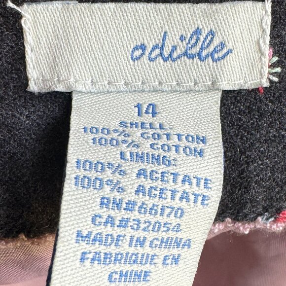 Odille Anthropologie dark gray floral cotton pencil skirt size 14 - Picture 3 of 6